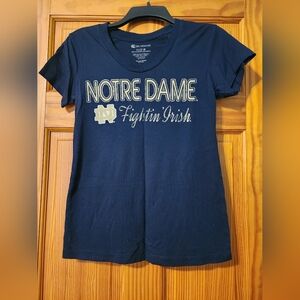 Notre Dame Tee Shirt Women's Size Medium Blue And Gold Logo